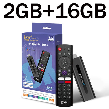 TV98 ATV Android 14 Smart TV Stick H313 &ndash; Voice Remote tv98atvstick2gb16gb