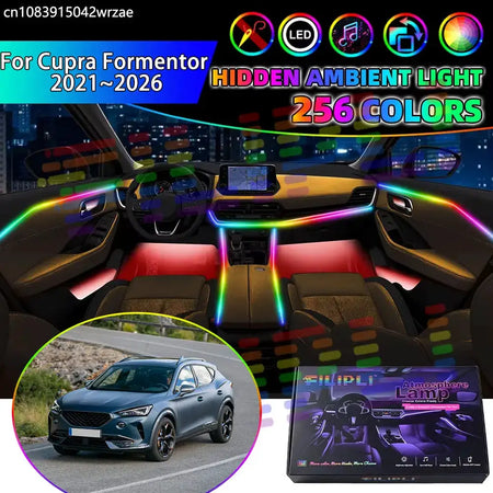 For Cupra Formentor 2021~2026 SE316 2022 RGB Car Interior Ambient Lights Strips Breathing Lighting Kit App Control LED strips by InterCyprus Trading Ltd
