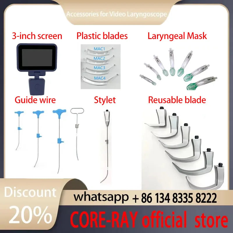 Wideo laryngoskop stalowe ostrza ekran maski