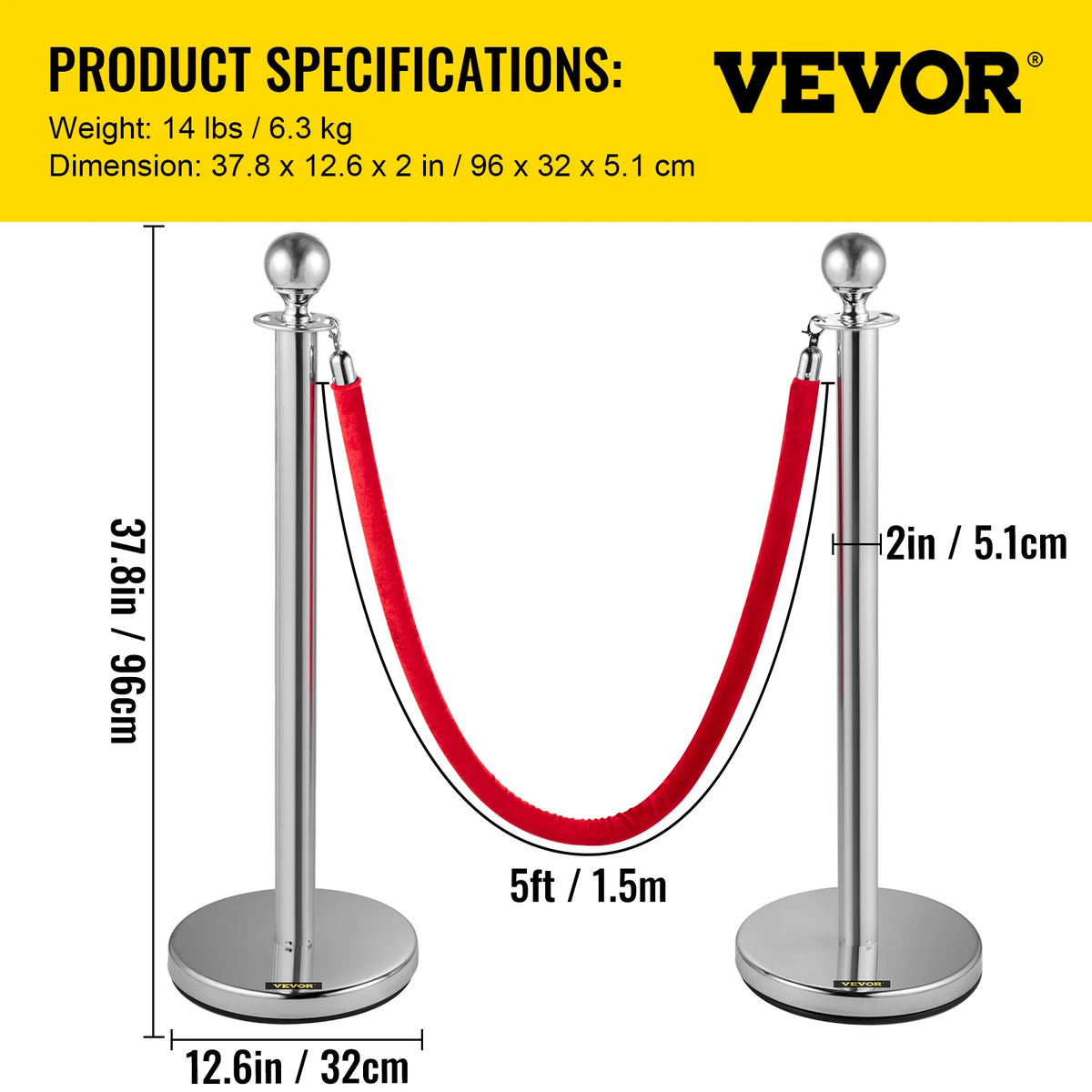 SucceBuy Velvet Ropes Gold Stanchion - Ball Top Design Silver 4 pcs / GERMANY