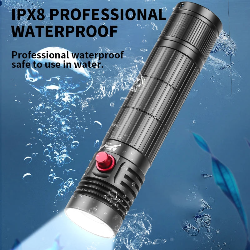 2000mAh High Power Diving Flashlight - IPX8 Waterproof