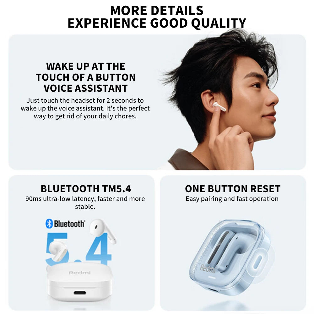 Xiaomi Redmi Buds 6 Vitality Edition Bluetooth 5.4 Earphones with Noise Reduction and 30H Battery Life