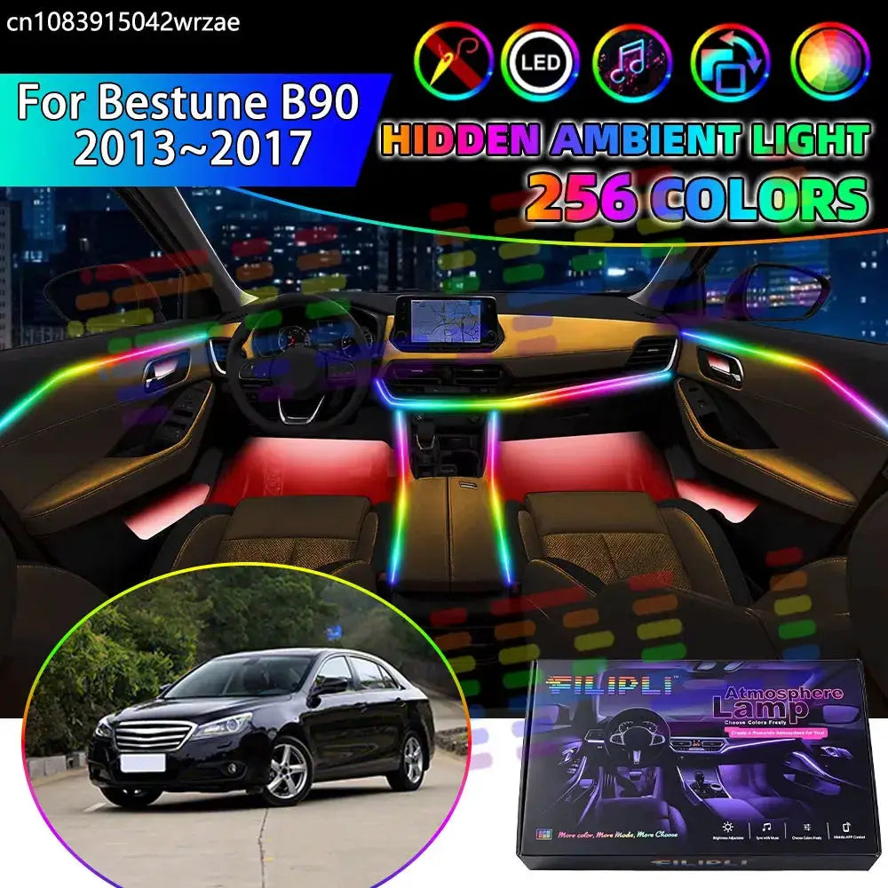 For Bestune B90 2013~2017 2014 RGB Car Interior Ambient Lights Strips Breathing Lighting Kit App Control LED strips Auto Parts by InterCyprus Trading Ltd