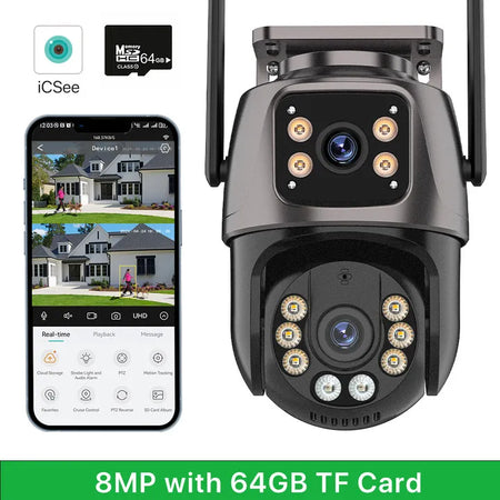 12MP WiFi PTZ Security Camera 8MP Add 64G / US Plug