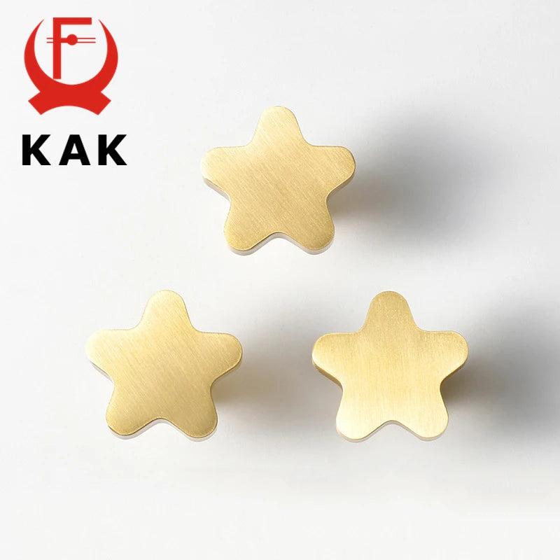 KAK Star Shape Brass Cabinet Knobs And Handles 30mm Copper