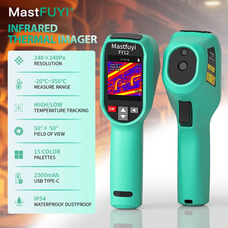 Advanced MASTFUYI FY12 Thermal Imager - Wide Field, -20 to 550&deg;C Temperature Range, 15 Color Modes