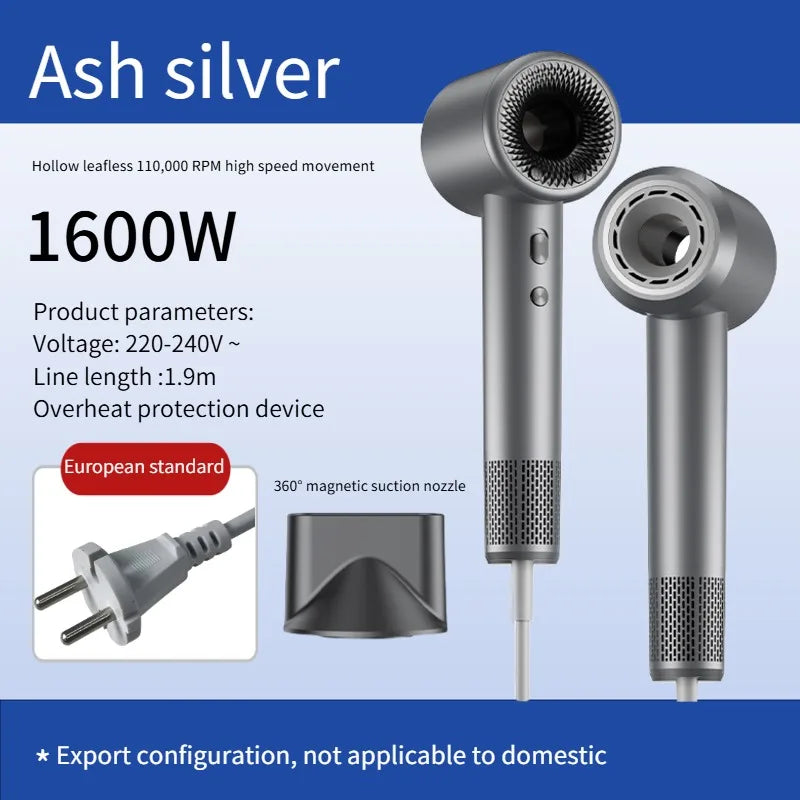 HOMEFISH 86 High Speed Hair Dryer - Negative Ion Anti Frizz Grey gun color / EU