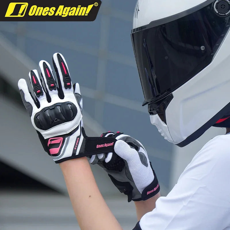 Ones Again Women's Breathable Carbon Fiber Motorcycle Gloves
