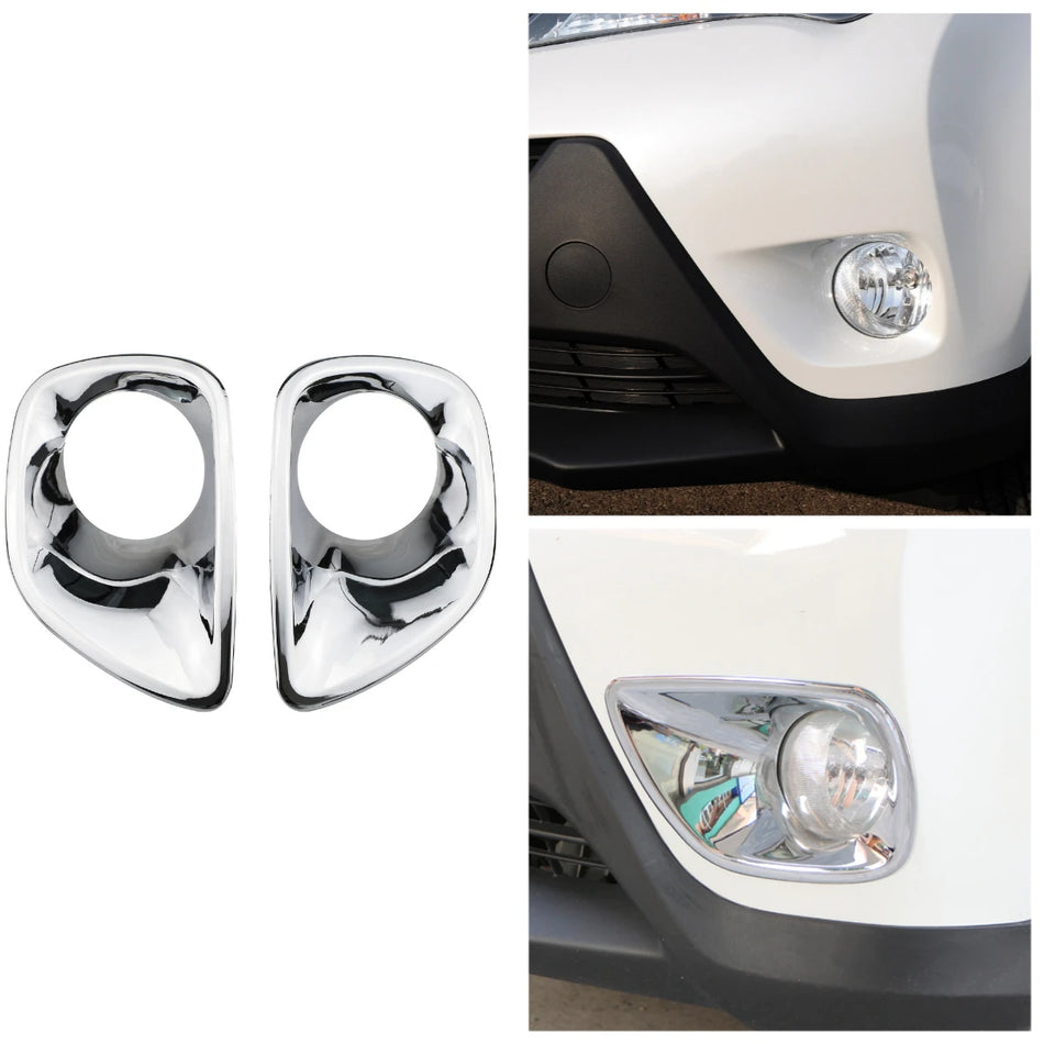 Κάλυμμα Λάμπας Φώτων Ομίχλης Μπροστά Χρώμιο ABS Φινίρισμα Ανθεκτική Προστασία για Toyota RAV4 2013-2015