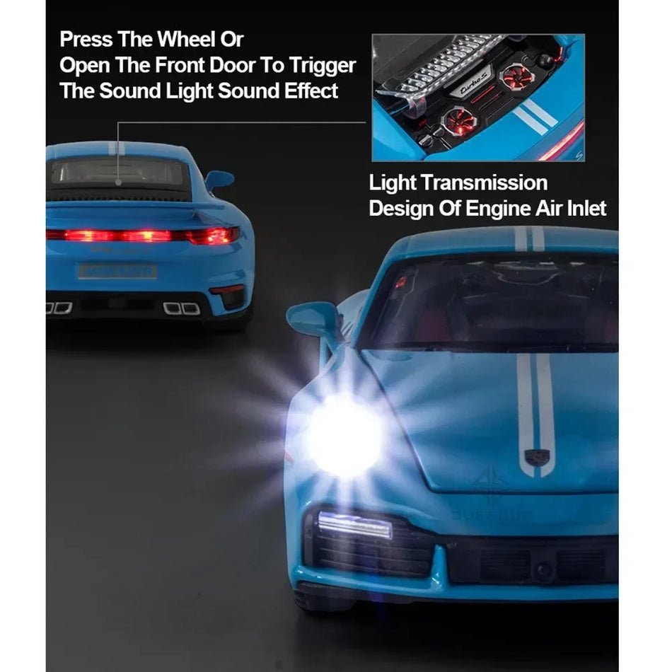 Diecast avto z zlitino 1/32 za MINI 911 TurboS s svetlobami