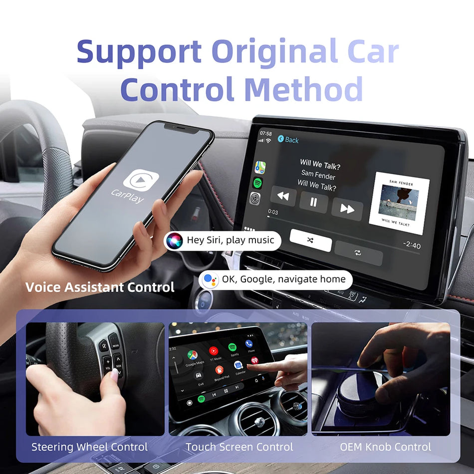 Mini Wireless CarPlay Android Auto Adapter for Audi, Toyota, Mazda, Nissan