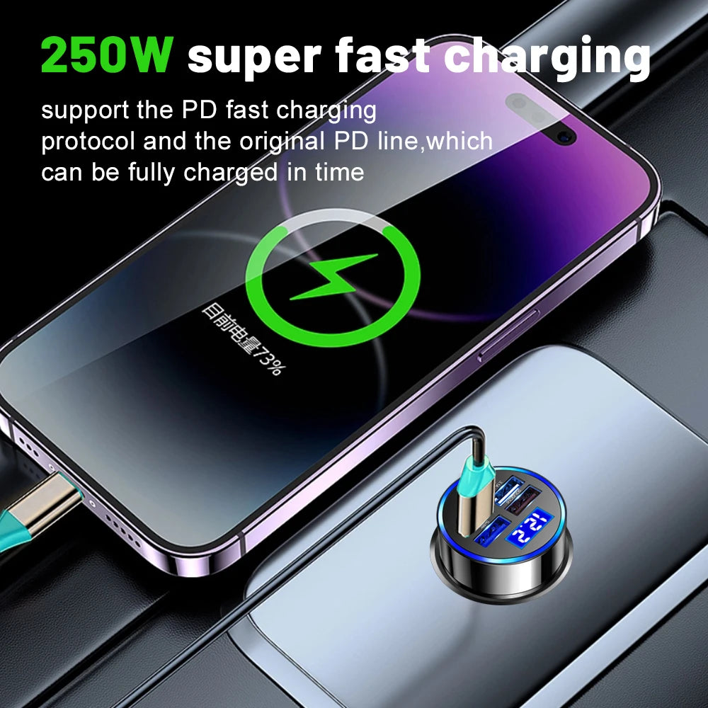 250W 5-Port Fast Charge Car Charger