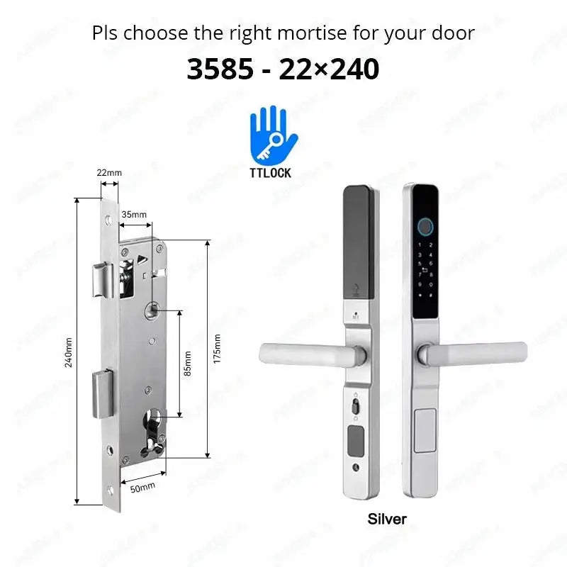 Waterproof Smart Lock with TTLock App Silver3585-Long