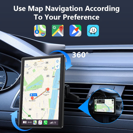 Universal 8 Inch Portable Car Screen - Wireless CarPlay