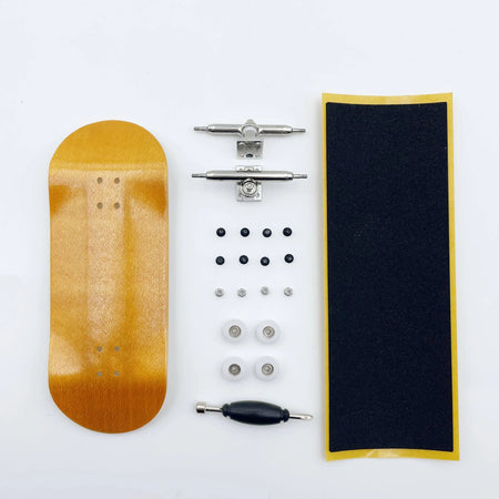 36mm Fingerboard Set &ndash; Handmade Wooden Deck with CNC Wheels Orange