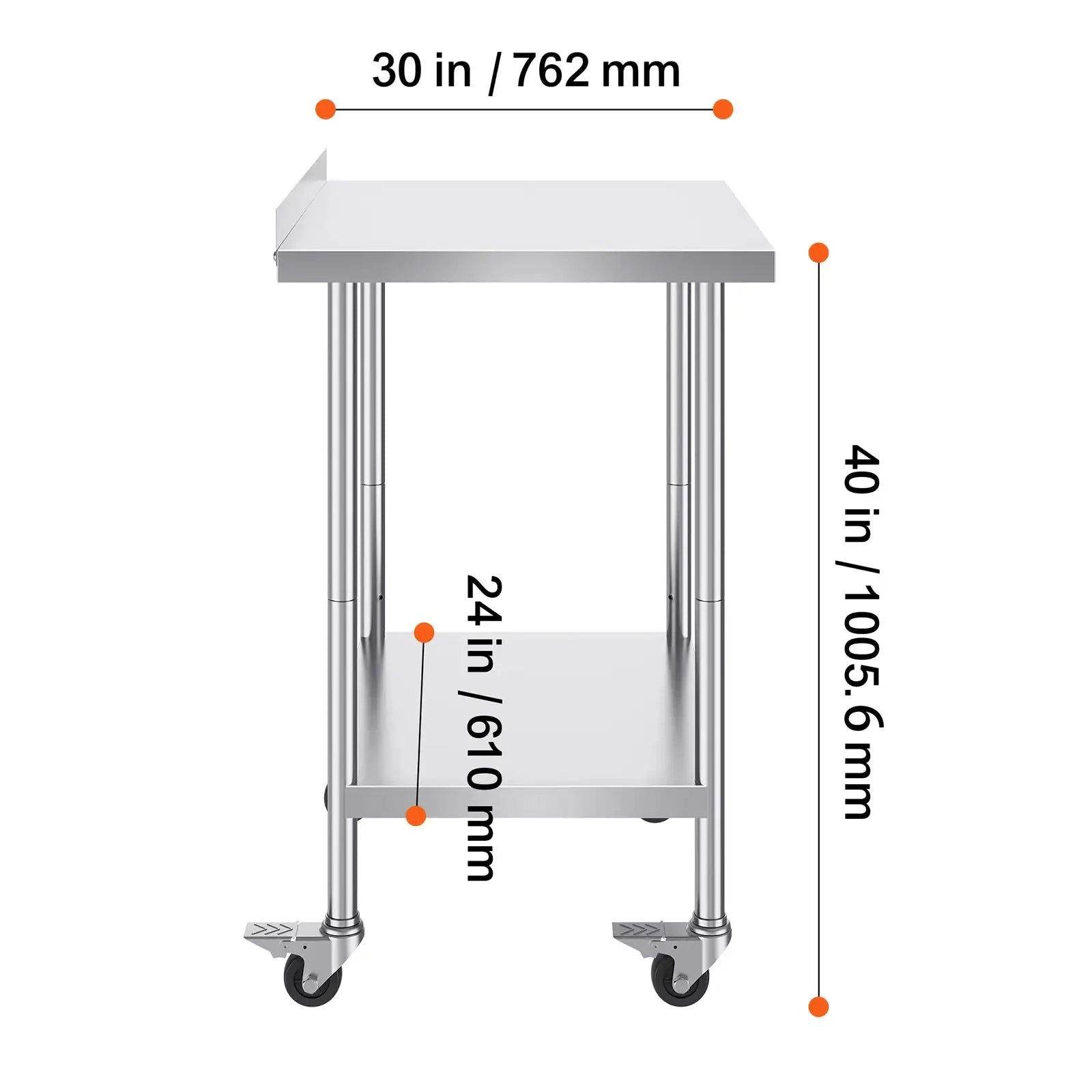 Stainless Steel Work Table With Casters Heavy Duty 24x60 24 x 30 in / spain