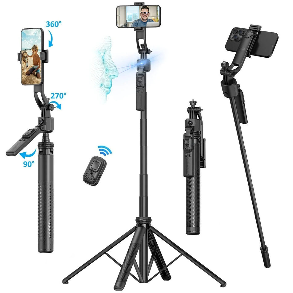 360&deg; Auto Tracking Selfie Stick Tripod black