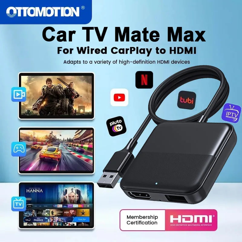 Ottomotion Araba TV Mate CarPlay Adaptörü, Kablosuz HDMI Video Dönüştürücü