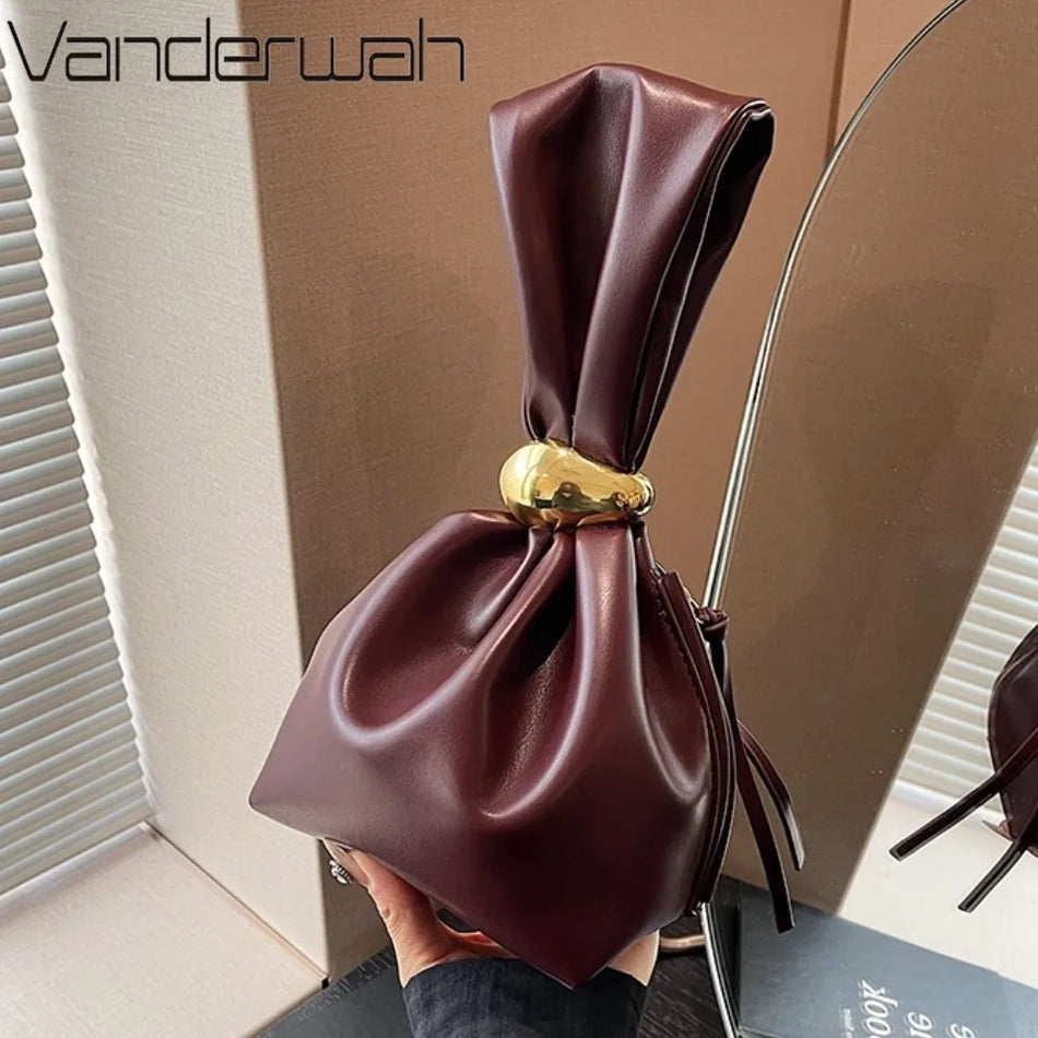 Zimní měkká PU kožená kabelka pro ženy, luxusní designová mini skládací kabela na telefon s bočním zipem