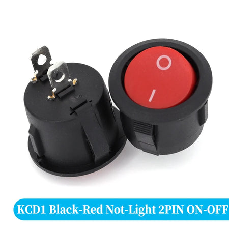 Round Rocker Switch &ndash; Vibrant LED Illumination 2Pin Red ON-OFF / 1 Pcs