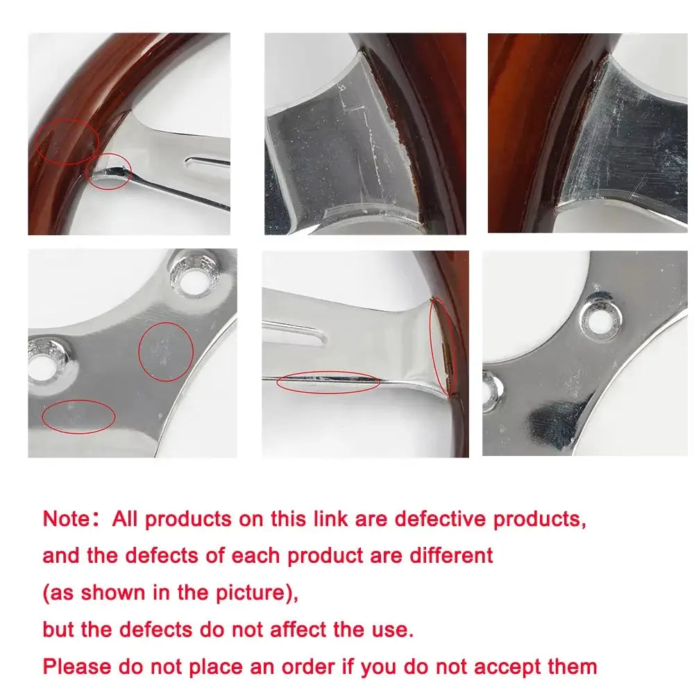 Defective Products Universal 380mm 15' Inch Steering Wheel with Horn Button Kit Copy Wood Car Auto Racing Sport Steering Wheel by InterCyprus Trading Ltd