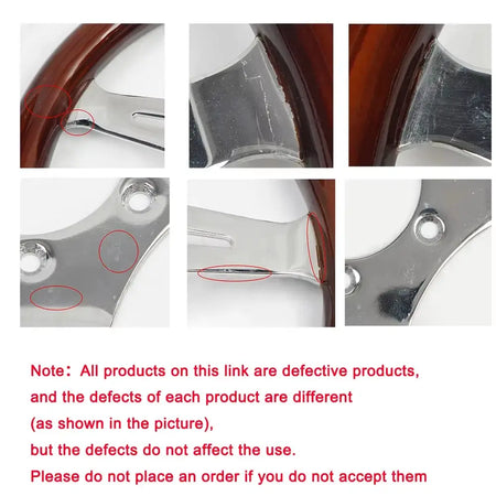 Defective Products Universal 380mm 15' Inch Steering Wheel with Horn Button Kit Copy Wood Car Auto Racing Sport Steering Wheel by InterCyprus Trading Ltd