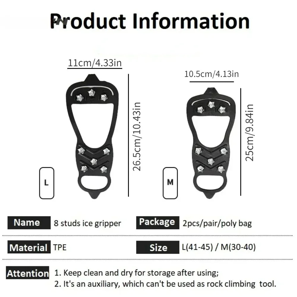 Professional Ice Crampons with 8 Anti-Skid Studs for Maximum Grip