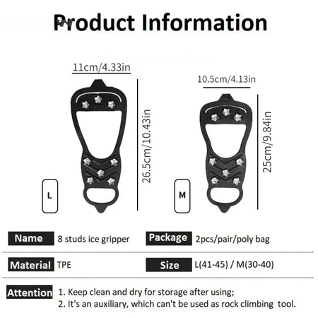 Professional Ice Crampons with 8 Anti-Skid Studs for Maximum Grip