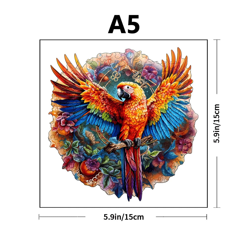 Wooden Jigsaw Puzzle - Colored Cat &amp; Peacock Design - Creative Intelligence Toy for Adults and Kids 14+