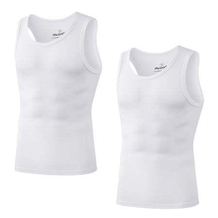 Men's Bamboo Fiber Compression Tank Tops - 2 Pack V01-2pcs-white / XXL / Pack of 2