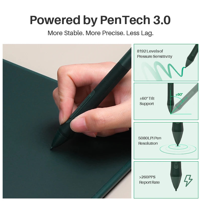 PW110 Battery-Free Pen for Huion Inspiroy 2 S M L with 2 Shortcut Keys