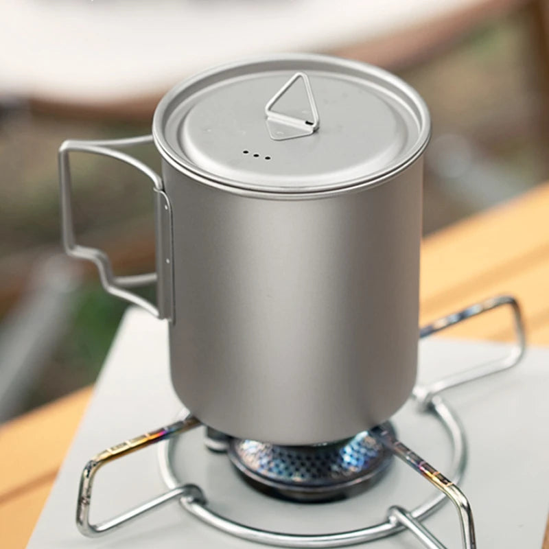 Outdoor Titanium Camping Cup - Foldable Handle Portable
