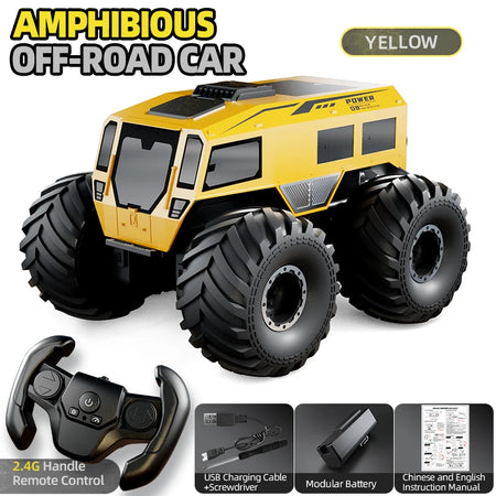 Cybertruck RC Monster Truck &ndash; Amphibious Waterproof Design Yellow 1B BOX