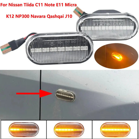 For Nissan Tiida Note Micra Navara Qashqai Cube Camiones Dualis Frontier LED Dynamic Car Blinker Side Marker Turn Signal Lights by InterCyprus Trading Ltd