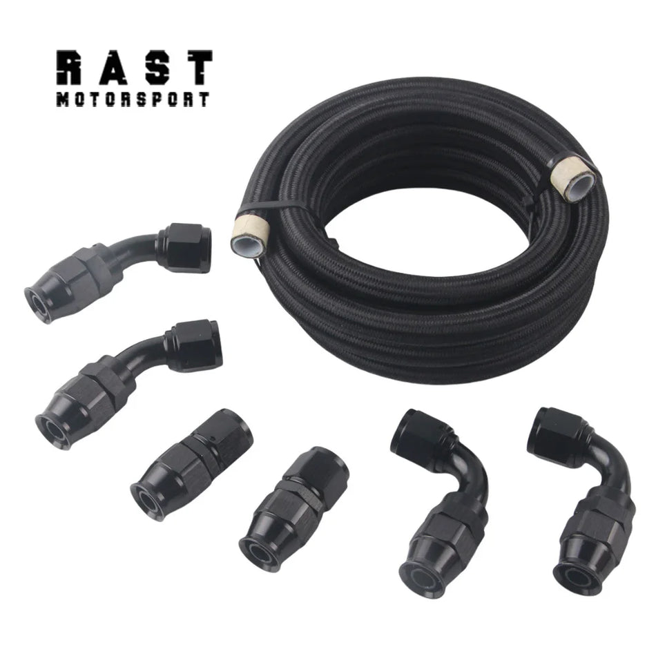 E85 Kraftstoffleitung Anschlusskit Nylon-Edelstahl Geflochten PTFE 3m 6AN/8AN/AN10