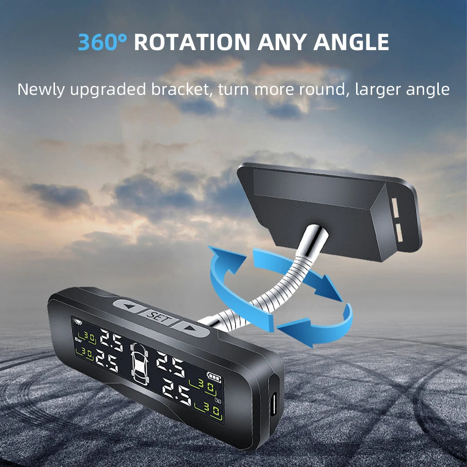 Solar Charging TPMS 4 Sensors - Accurate Pressure Alarm