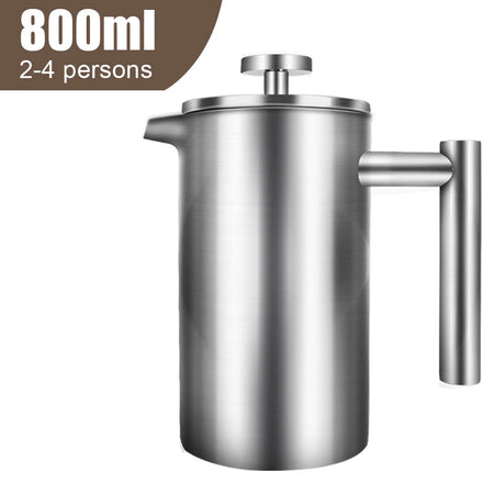 HILIFE Double Wall Stainless Steel French Press Coffee Maker - 350ml &amp; 800ml 800ML
