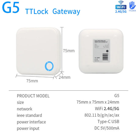 G5 Wifi Gateway TTLOCK Smart Door Lock Hub &ndash; App Control Default Title