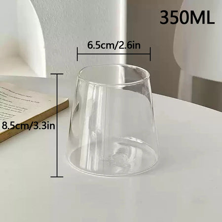 Heat Resistant Glass Mug - Aesthetic Handle Tea Cup 350ml / AS SHOW
