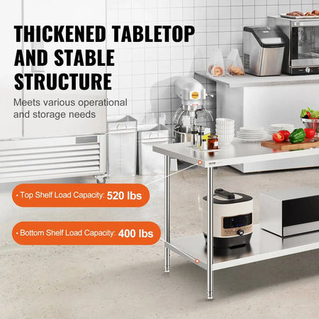Heavy Duty Prep Table Stainless Steel With Adjustable Height