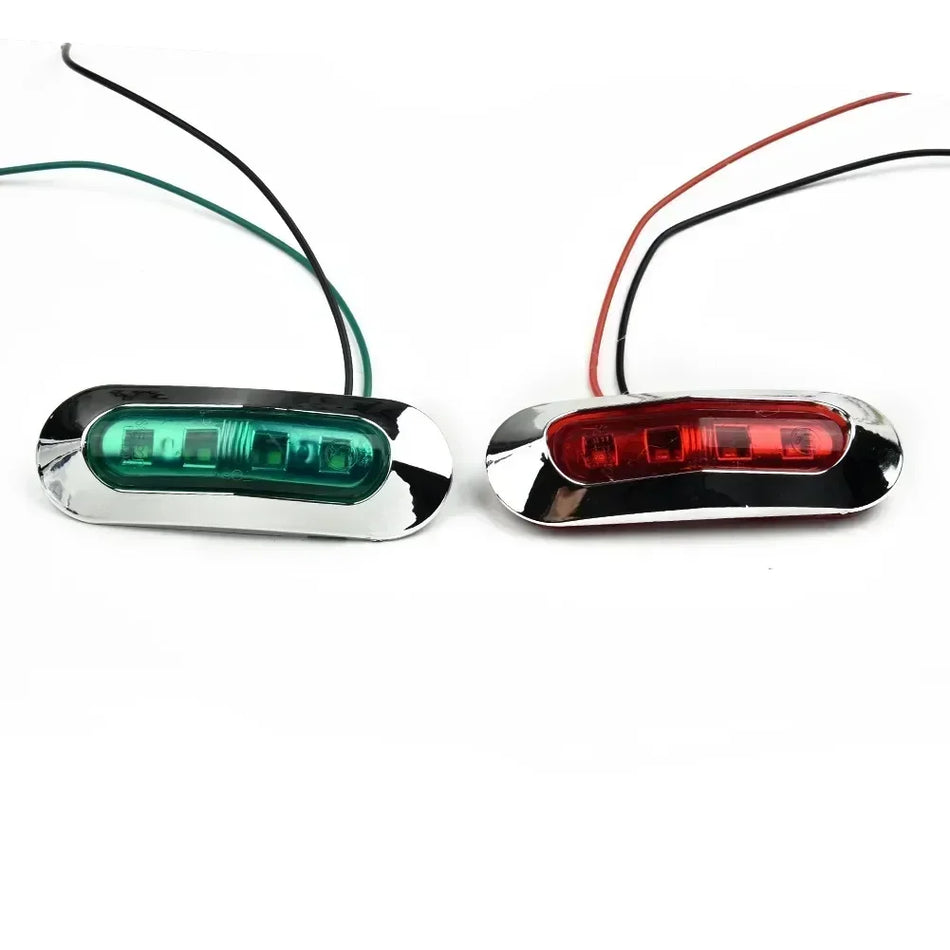 2Pcs Waterproof Red Green LED Boat Navigation Lights