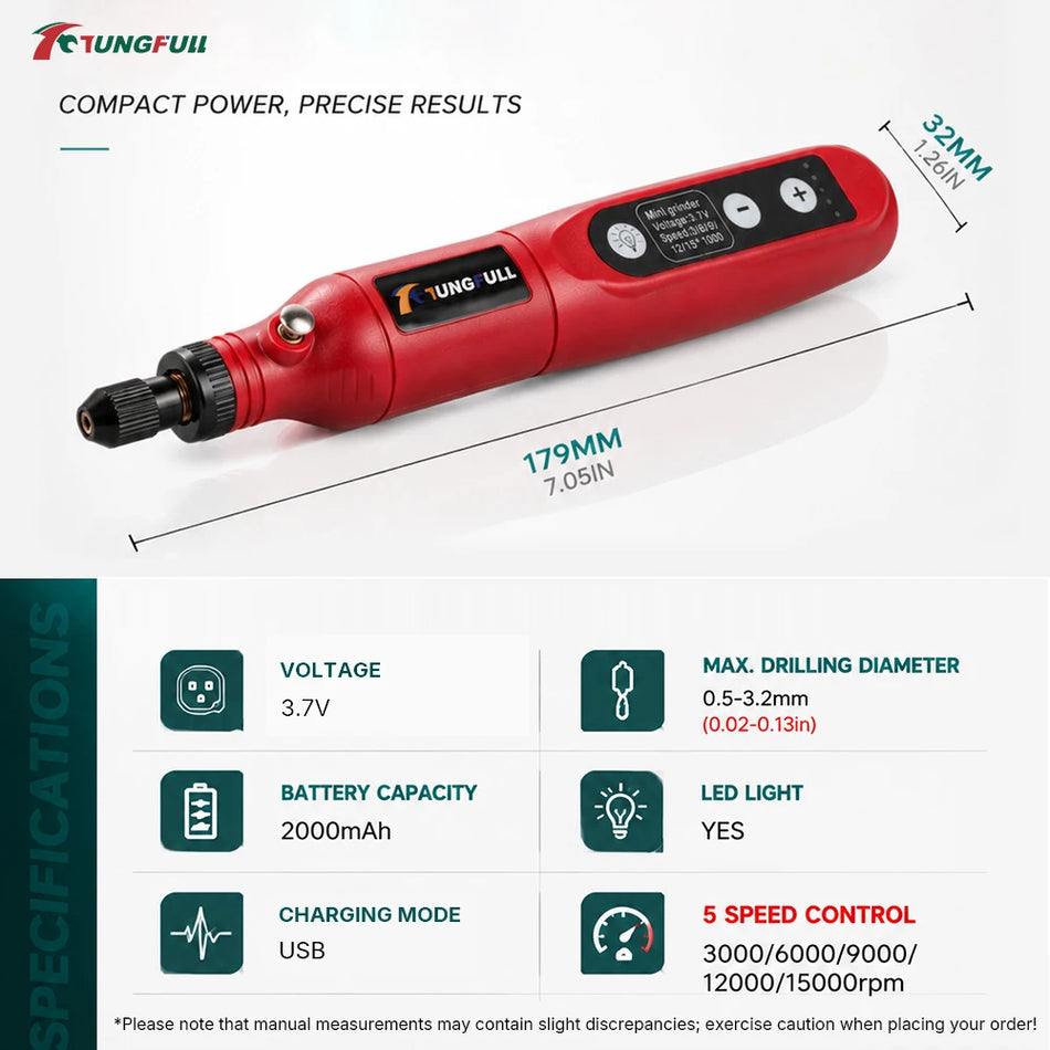 Ασύρματο Rotary Tool 5 Ταχυτήτων Χαράκτης με LED Φως για Κοσμήματα DIY Αλέθοντας & Χαράσσοντας