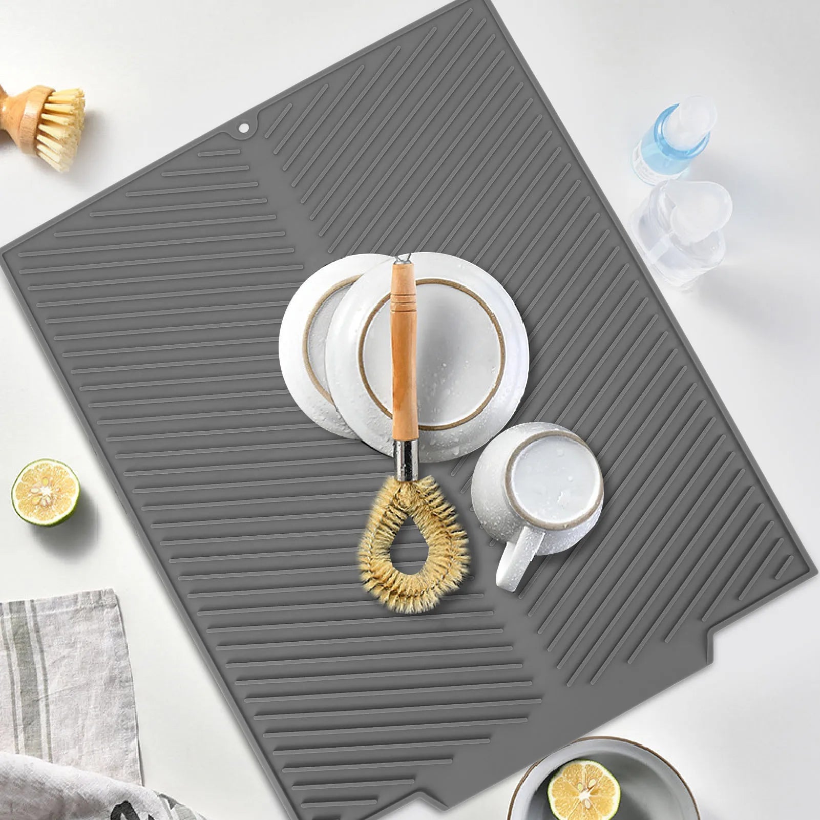 Silicone Dish Drying Mat &ndash; Heat Resistant Non Slip Surface