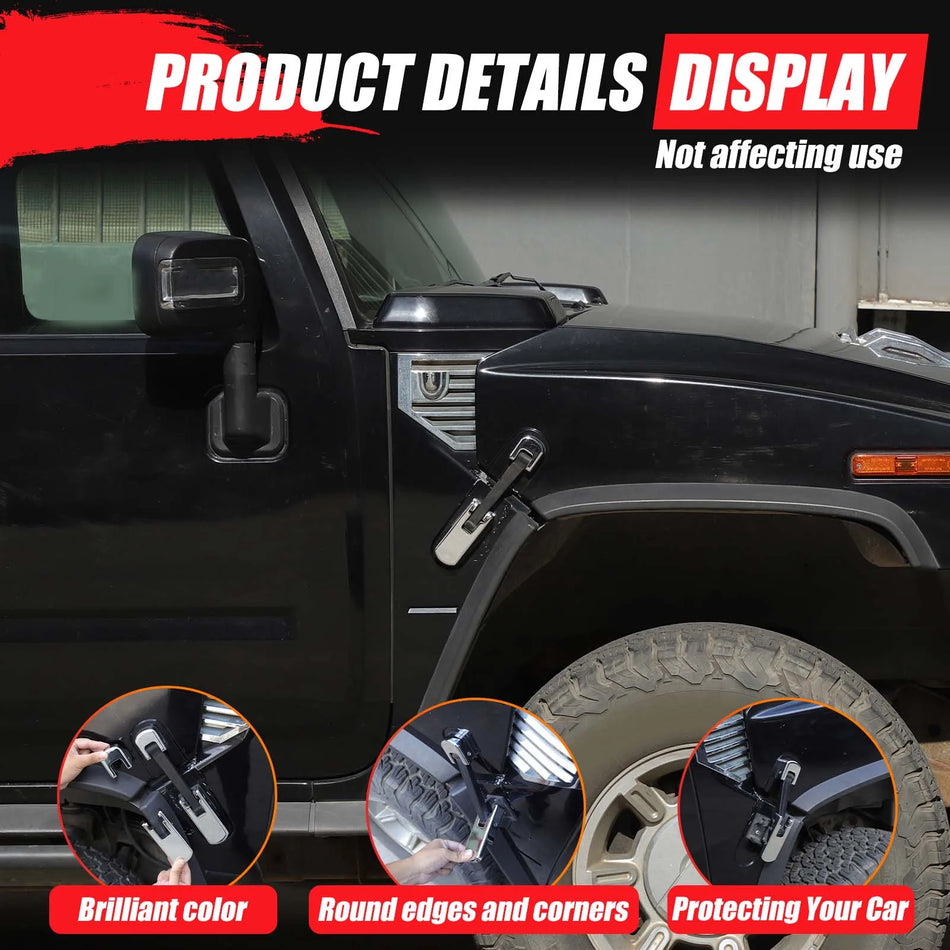 Tampa da Dobradiça do Capot em Alumínio Prateado para Hummer H2 2003-2009