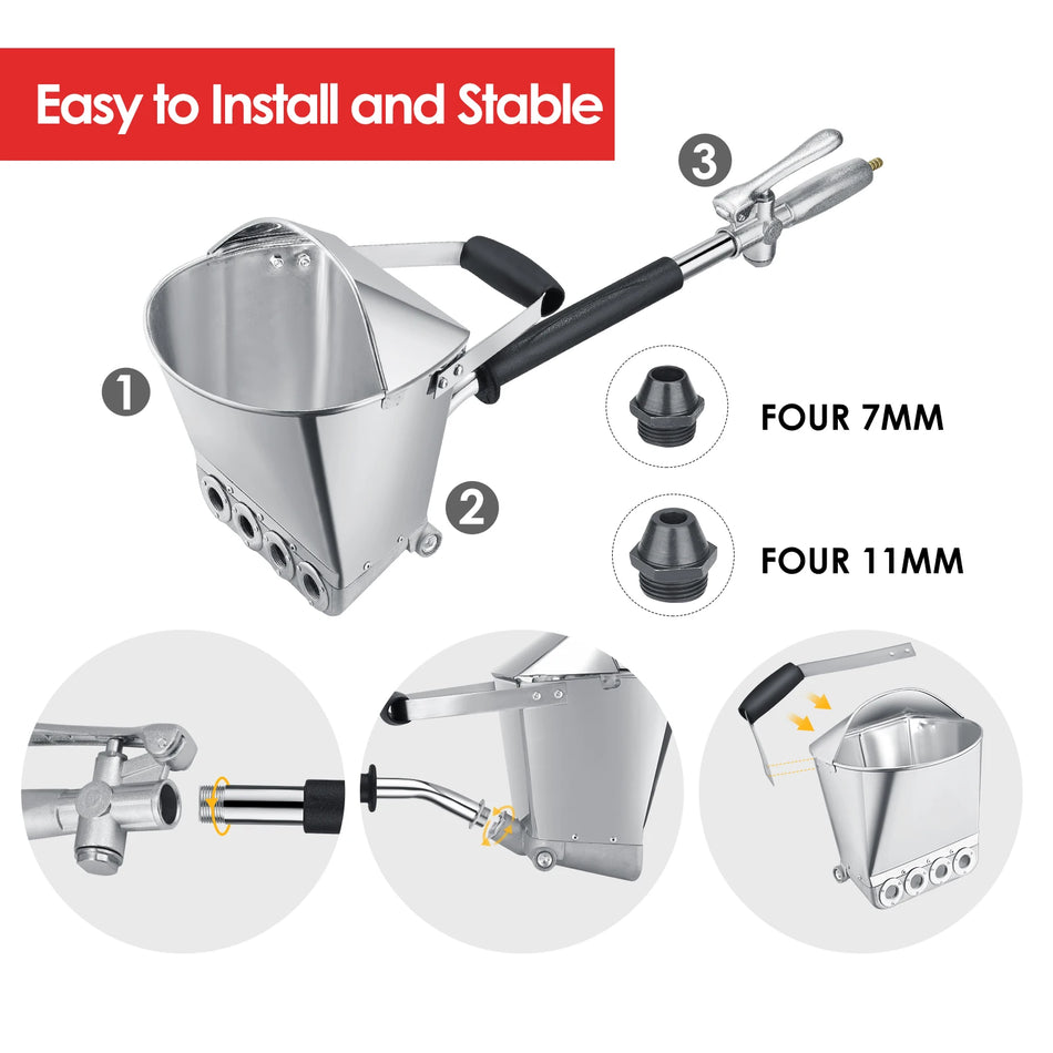 74cm Cement Mortel Sprutpistol Med 8 Metallmunstycken För Väggar