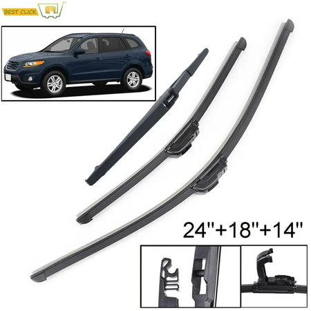 Misima Windshield Windscreen Wiper Blades For Hyundai Santa Fe CM Front Rear Window Wiper 2007 2008 2009 2010 2011 2012 by InterCyprus Trading Ltd