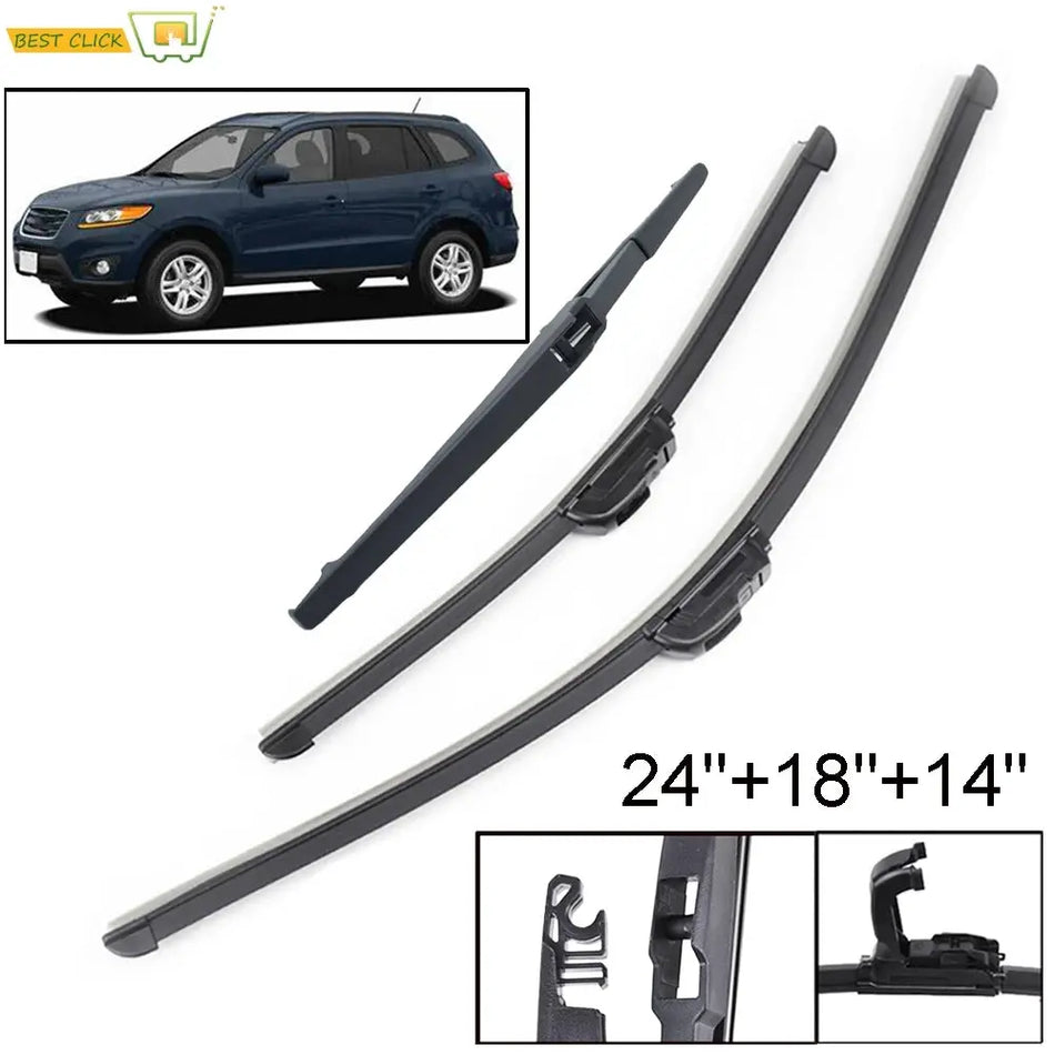 Misima Windshield Windscreen Wiper Blades For Hyundai Santa Fe CM Front Rear Window Wiper 2007 2008 2009 2010 2011 2012 by InterCyprus Trading Ltd