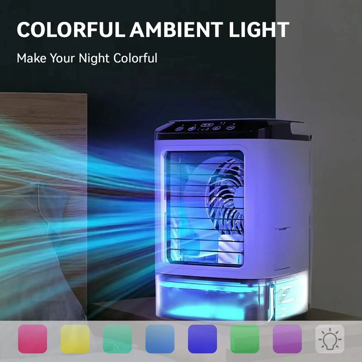 Portable 3-Speed Mini Air Conditioner with Humidifier, 900ML Tank