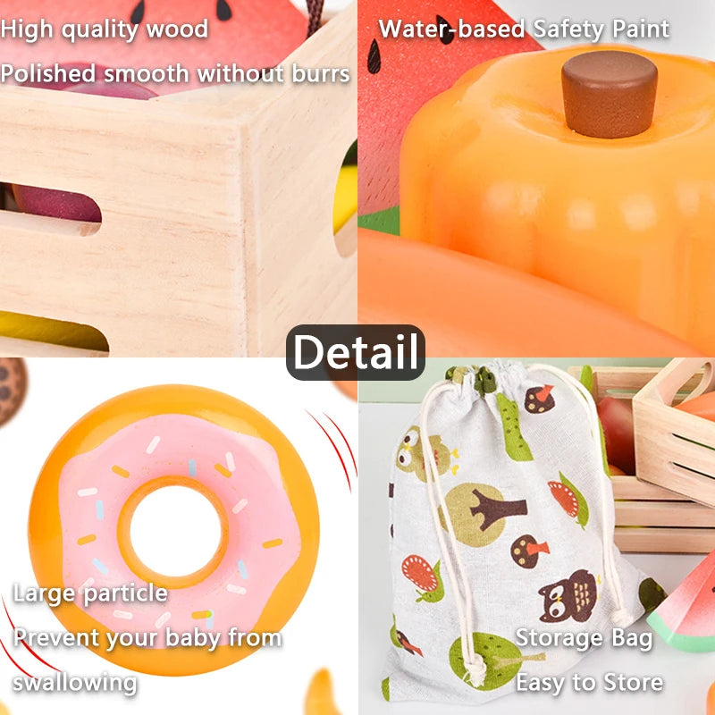 ATS30268 - Educational Wooden Kitchen Pretend Play Food Set