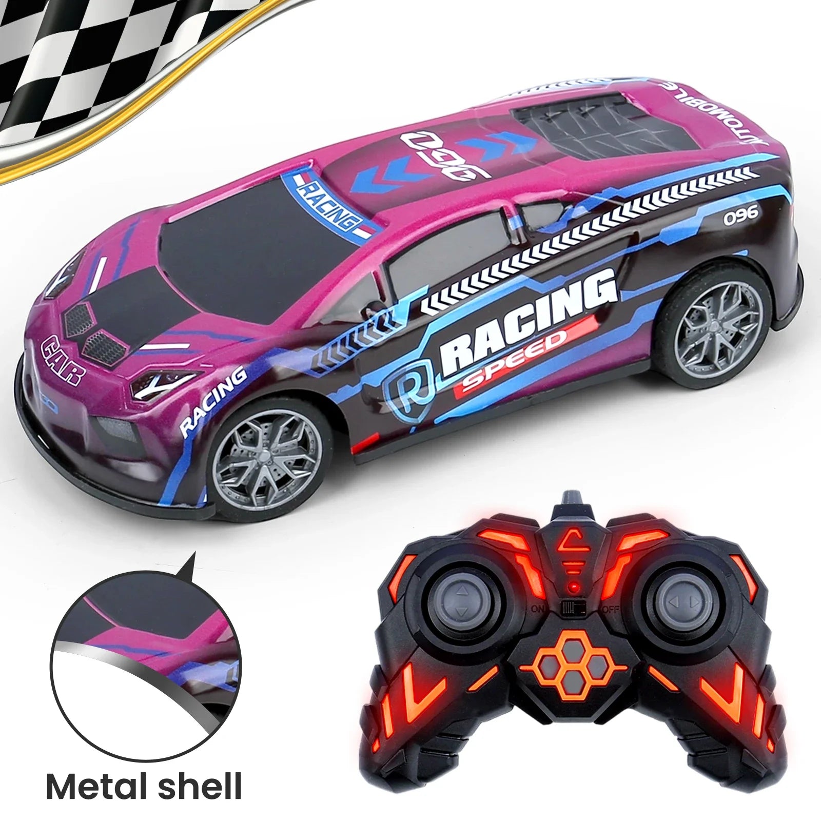 1/24 Metal Shell RC Car &ndash; Drift Ready With Flip Lights violet